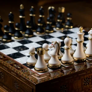 custom luxury chess set with storage units – walnut